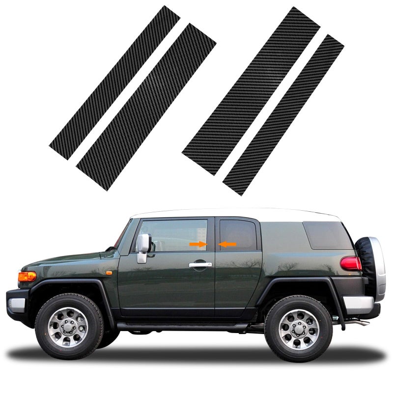 Bilisin Door Window Pillar Posts Trim Kit Compatible with Toyota FJ Cruiser 20072014 Exterior Accessories 4PCS Carbon Fiber Black Anti Scratched Center B Pillar Molding Cover Stickers